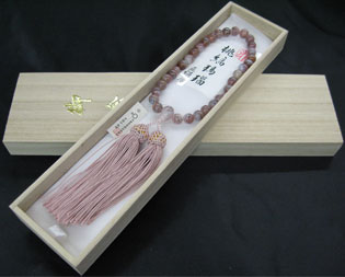 女性用数珠(京念珠)桃縞瑪瑙 9mm玉仕立の通販・販売