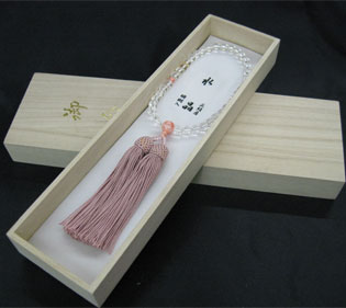 女性用数珠(京念珠)本水晶 珊瑚仕立の通販・販売