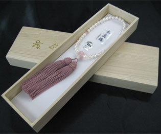 女性用数珠(京念珠)真珠/紅水晶仕立ての通販・販売